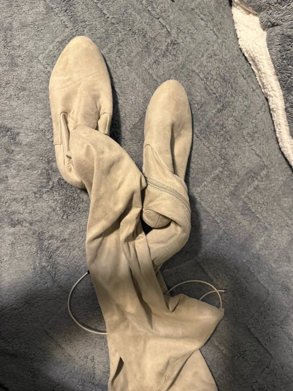 Over-the-Knee Slouch Boots in Light Beige - Picture 3 of 5